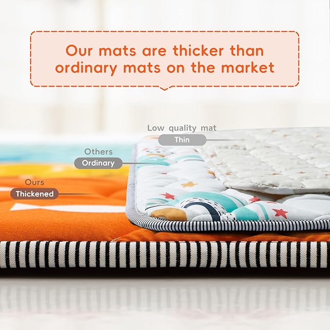 Baby Play Mat - Thicken 71x59 Inch Soft Foam Crawling Mat for Playpen & Floor, Non-Slip Waterproof Playmats for Infants & Toddlers, Portable Foldable & Machine Washable, Ocean World