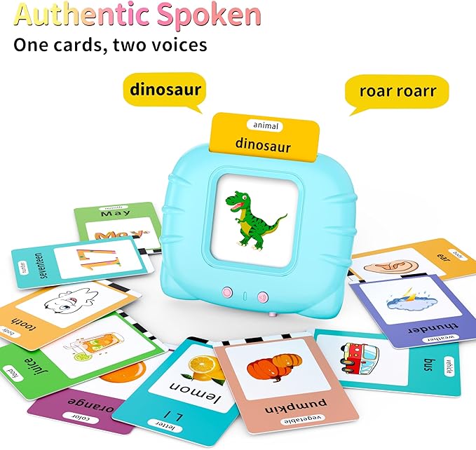 580 Pre-K Sight Words Talking Flash Cards with Dolch Words,Letters/Number(0-100), Etc, Speech Therapy, Autism Sensory Toys, Easter Basket Stuffer Gifts for 3-6 Year Old Boys and Girls, Blue