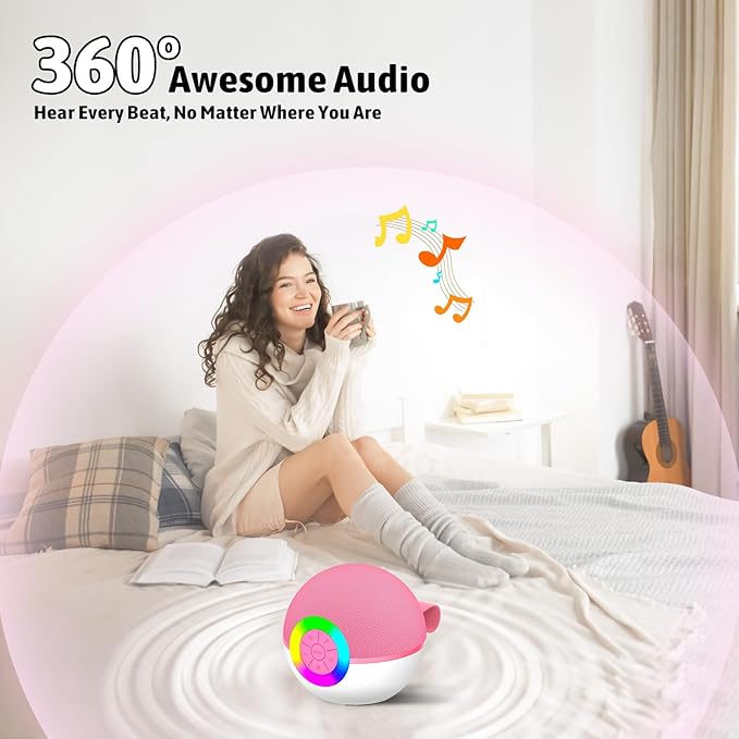 Karaoke Microphone Machine Toys for Kids Adults, Mini Portable Bluetooth Speaker with 2 Wireless Mics, Christmas Birthday Gifts for Boys Girls Ages 3 4 5 6 7 8 9 10 11 12+ Year (Pink)