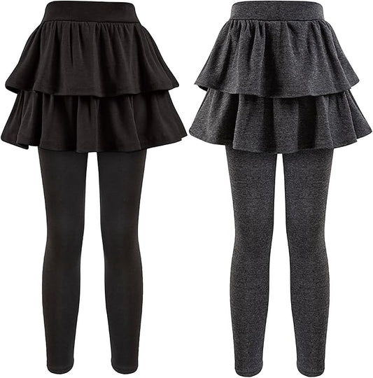 Girls School Uniform Pants Leggings with Skirts Stretch Warm Jegging 4-12 Years