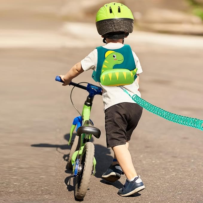 Accmor Toddler Harness Leash with Anti Lost Wrist Link, Cute Dinosaur Harnesses Walking Wrist Leashes for Kids, Children Restraints Hand Straps Belt Tether to Keep Baby Boys Girls Close (Turquoise)