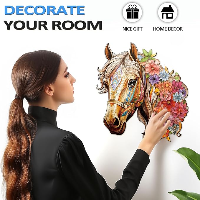 Wooden Puzzles for Adults, Wooden Horse Puzzles, 200 Pieces Puzzles for Adults, Birthday Gifts for Puzzle Lover, Wooden Jigsaw Puzzle (M-11.4 * 11in)