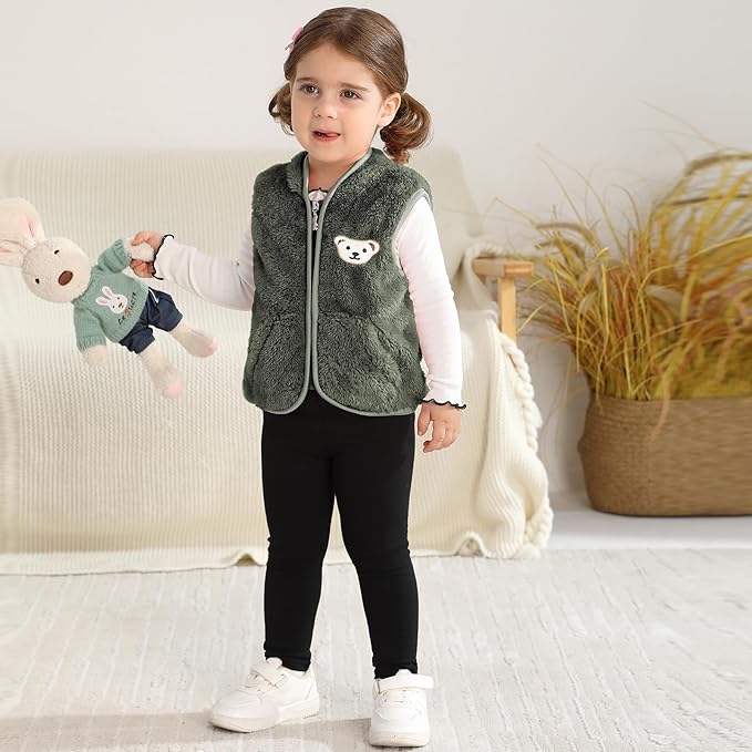 Baby Boys Girls Fleece Vest Zip Up Cute Bear Jackets Fuzzy Fall Winter Warm Clothes Newborn Outwear for Toddler Infant