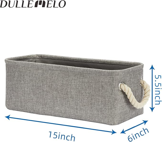 DULLEMELO Toilet Paper Storage Basket, Toilet Tank Basket with Rope Handles (Grey)