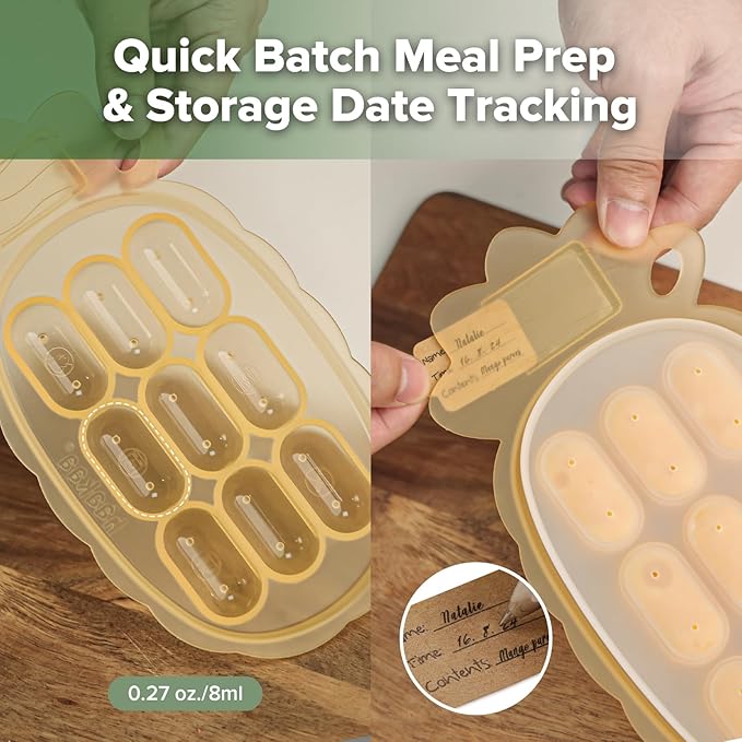 Haakaa Silicone Nibble Freezer Tray -Breastmilk Teething Popsicle Mold - Baby Fruit Food Feeder Teether Tray - Baby Food Maker - Ice Cube Tray - 4 Months+ Babies - BPA Free -Banana