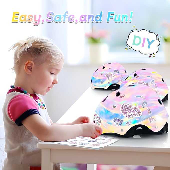 Adjustable Kids Bike Helmet with Knee & Elbow Pads Set, Color Gradient Design for Boys and Girls Aged 3-14+, for Skateboarding, Scooter, Roller & Inline Skating, Longboard