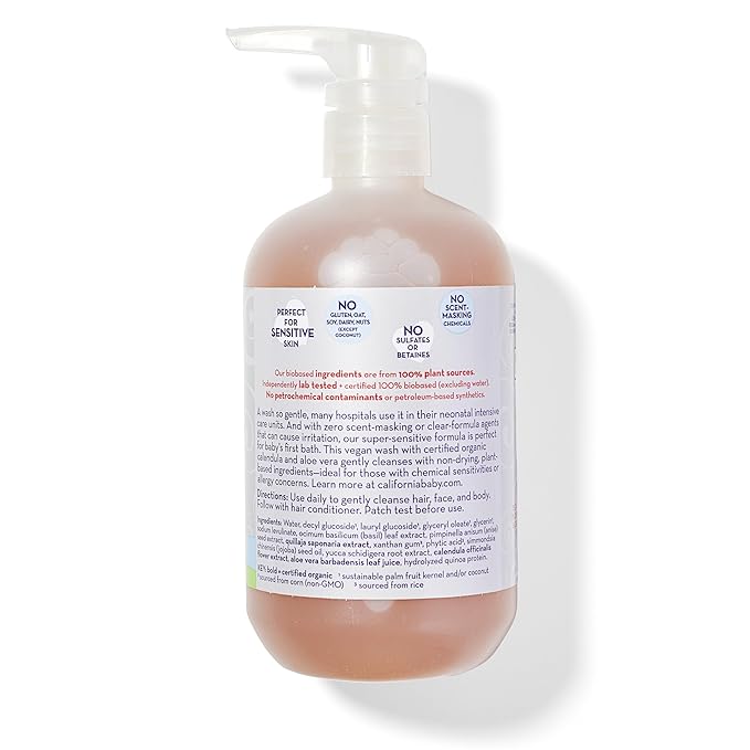 California Baby Super Sensitive Baby Shampoo and Conditioner Set | 100% Plant-Based | 19oz Unscented Body Wash + 8.5oz Fragrance Free Conditioner |
