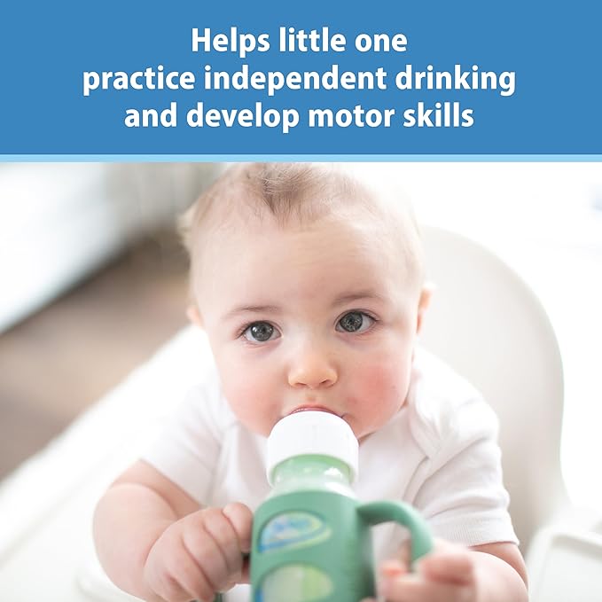 Dr. Brown's Narrow Baby Bottle Handles, 100% Silicone, Easy Grip Removable Handles for Bottle to Sippy Cup Transition, Black, 4m+