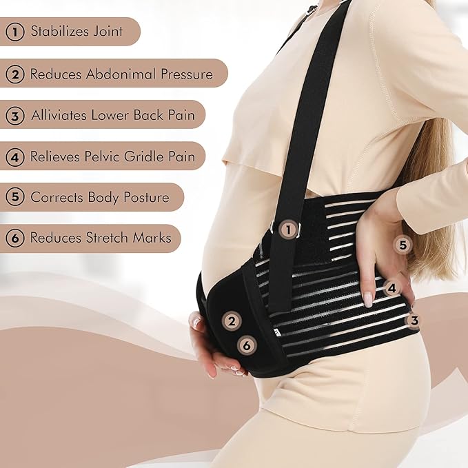 Belly Bands For Pregnant Women - Maternity Belt Pregnancy Support - Breathable Abdominal Binder, Back Support, Multiple Sizes And Colors For All Stages Of Pregnancy & Postpartum