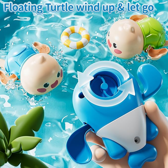 Baby Bath Shower Head Toys for Kids, Bath Toys for Infants with Elephant Water Pump for Kids 2-4, 3 Pack Wind-up Pool Toys for Kid, Bathtub Toys 18-24 Months Toddlers Boys Girls