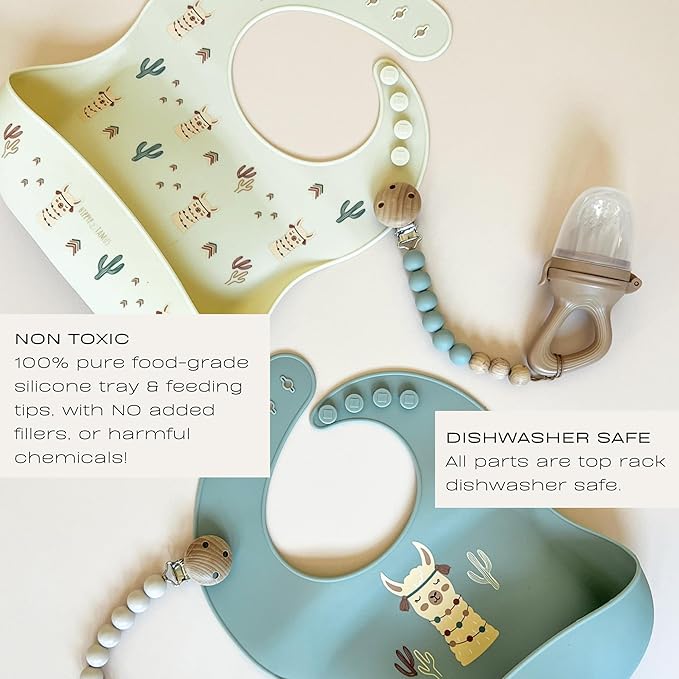 Hippypotamus Baby Food Feeder & Freezer Tray - Silicone Fruit Feeder - Pacifier Teething Toys - 2 Extra Pouches - Set of 2