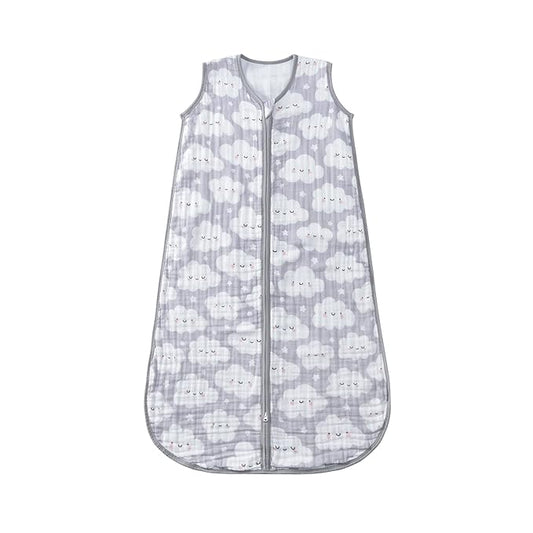 Baby Sleep Sack 2-4 T Baby Wearable Blanket 100% Organic Cotton 0.5 TOG Toddler Sleep Sacks 2- Way Zipper Soft 4 Layers 2T 3T 4T Cloud