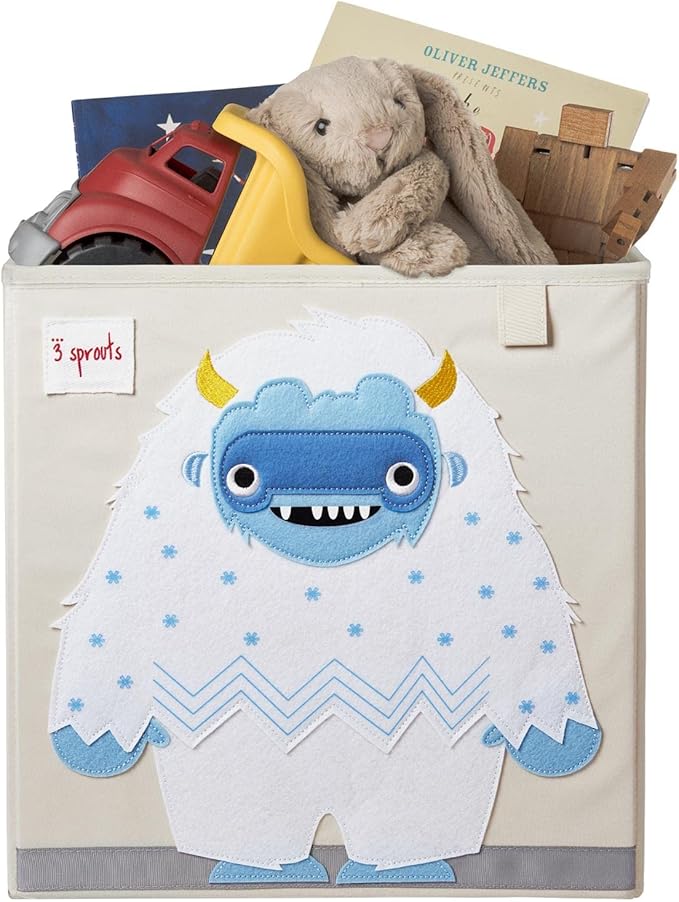 3 Sprouts Toy Storage Organizer: Toy Box Cube Organizer for Playroom, Nursery - Foldable Storage Bin - Yeti