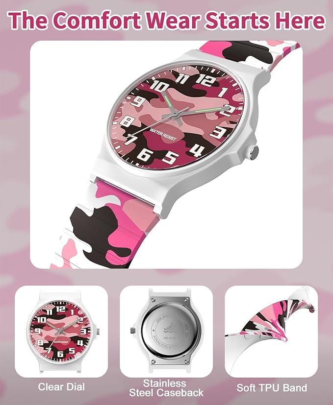 Kids Analog Watch Boys Girls, 30M Waterproof, Sports Watch for Boys, Easy to Read Children's Thin Dial Wrist Watches with Soft Band, for Ages 5-15 Kids Great Birthday Gifts Christmas Day