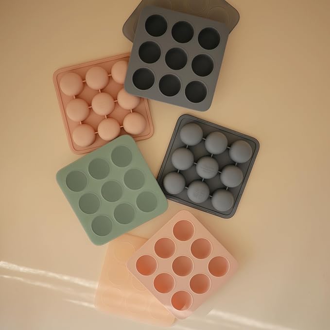 mushie Silicone Baby Food Freezer Tray with Lid | 9 Cups x 1.5oz | BPA Free Storage Container (Blush)