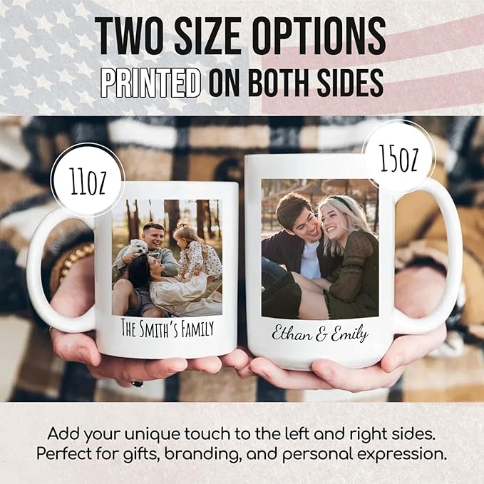 Ship Next Day Custom Mug Design Your Own Photo Text Personalized Picture Gifts for Women Men Customized Gifts Idea Personalized Coffee Mugs 15oz White Handle
