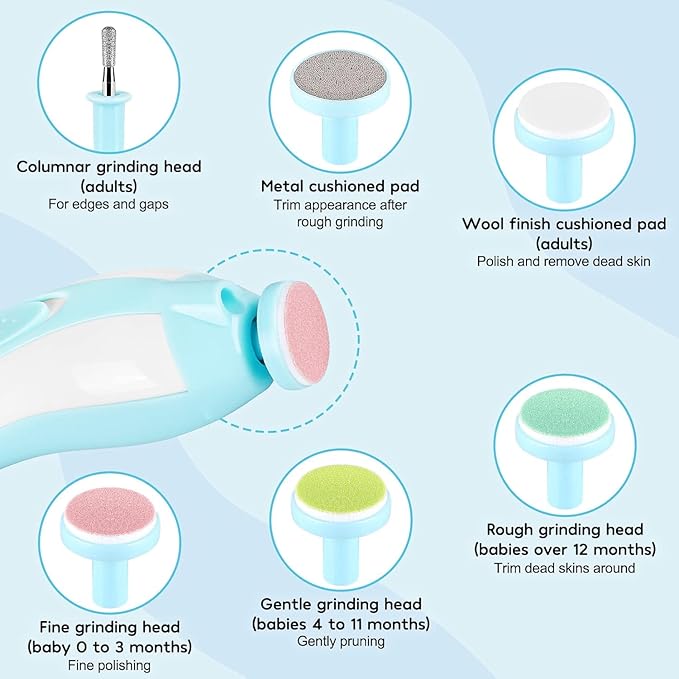 Baby Nail Trimmer Electric,Baby Nail Clippers, 6 in 1 Baby Nail File,Nail File Baby Grooming Kit Manicure Set for Toddler or Adults