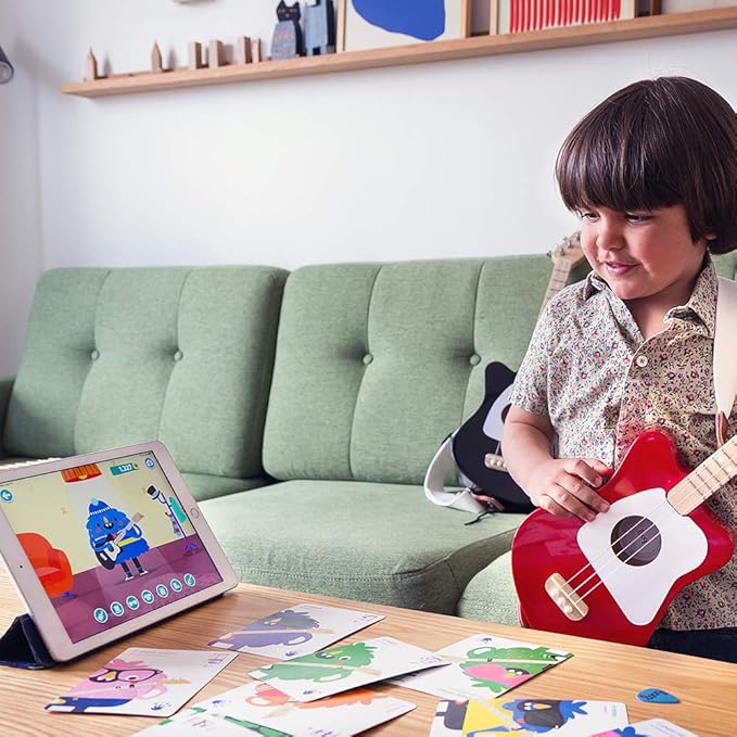 Loog Mini Acoustic kids Guitar for Beginners 3-strings Ages 3+ Learning app and lessons included