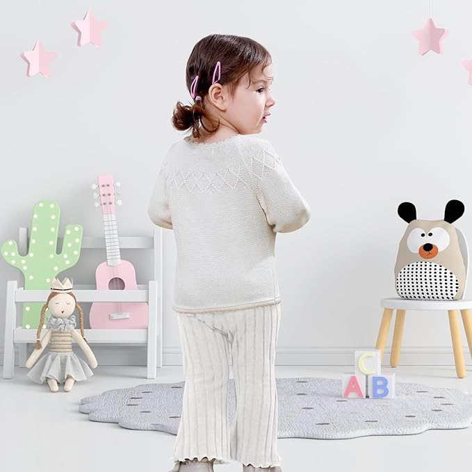 Neutocd Baby Girl Flare Pants Toddler Bell Bottoms Leggings Infant Stretchy Soft Trousers Solid Elastic Waist Pants