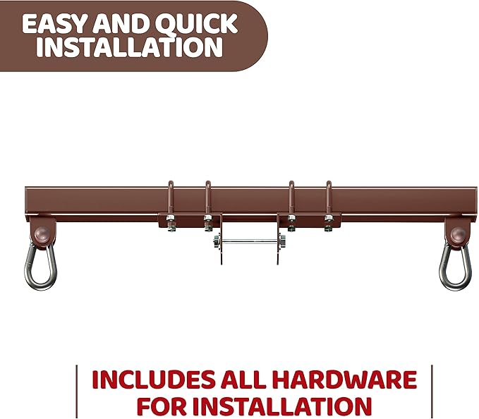 Swurfer Swingset Conversion Bracket - No Tree, No Problem, Convert Your Swingset into a Swurfset, Heavy Duty Horse Glider Bracket for Swing Set Attachment (Brown)