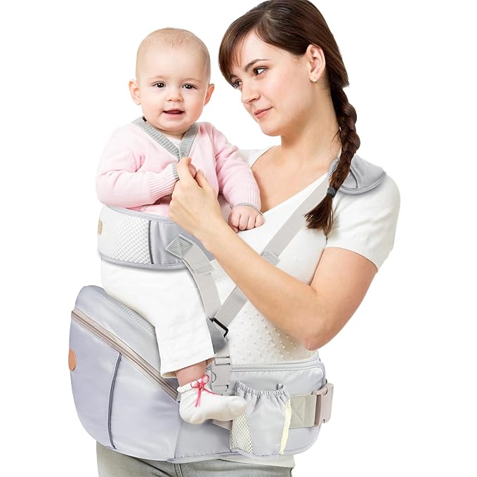 Baby Hip Seat Carrier, Ergonomic Waist Stool for Child Infant with Adjustable Strap Pocket Soft Base, Baby Hip Carrier for Newborns & Toddlers
