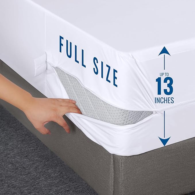 Utopia Bedding Zippered Mattress Encasement Full Size (Pack of 2), 100% Waterproof, Dust Mite and Bed Bug Proof Mattress Protector, Absorbent 6-Sided Mattress Cover