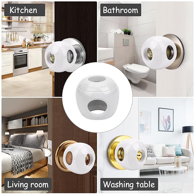 Baby Safety Door Knob Covers 6 Pack Baby Safety Door Handle Protector Child Proof Door Knobs Door Safety for Kids Universal Fit Easy Grip Lockable Design One Hand Operation for Parents No Tools Needed