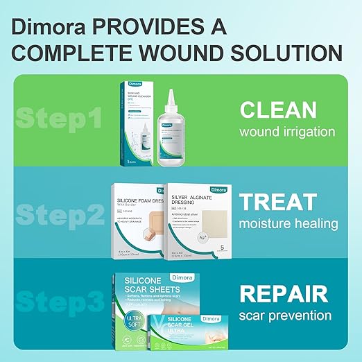 Dimora Silicone Super Absorbent Wound Dressings - Gentle Adhesive Bandages with Ultrasorb Polymer,Heavy Exudate Wound Care Pads 6"X 6" 10 Packs