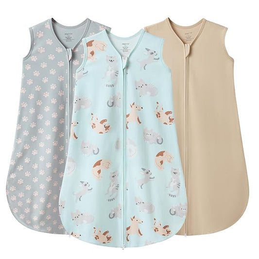 JELLYMONI Baby Sleep Sack 0-6 Months Wearable Blanket for Baby, 100% Cotton 2 Pack Infant Toddler Sleeping Sack Lightweight Soft 2-Way Zipper Sleepsack