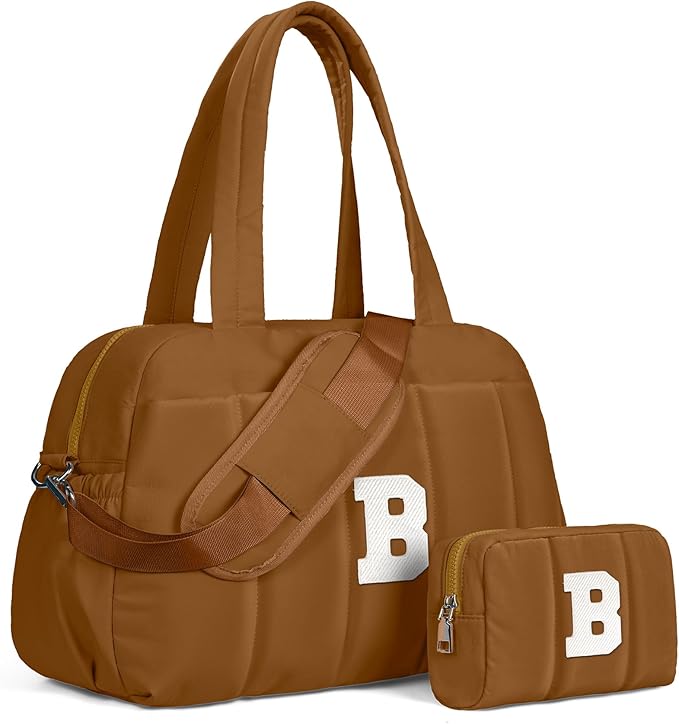 Duffle Bag with Letter, Carry On Bags for Women，Overnight Bag with Wet Pocket，Lightweight Travel Bags Personalized Gym Tote with Makeup Pouch-Daughter Birthday Gift