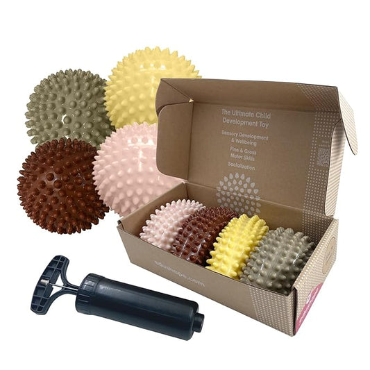 Edushape Original Sensory Ball for Baby - 4" Deflated with Pump - Boho Chic Color - Enhances Gross Motor Skills for Kids 6 Months & Up - Stocking Stuffer