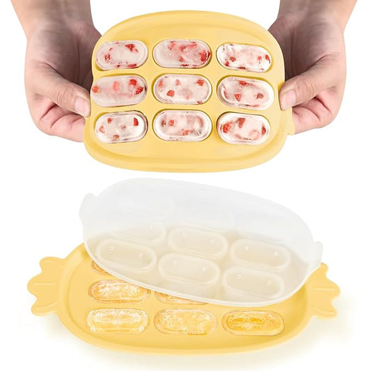 Haakaa Baby Popsicle Mold - Baby Food Maker & Breastmilk Teething Freezer Tray - BPA Free Silicone-Yellow