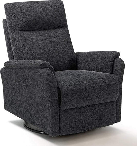 COLAMY Swivel Recliner Chair with Footrest, High Back with Double-Layer Cushion, Glider Recliner for Nursery & Living Room, Bedroom, Dark Grey