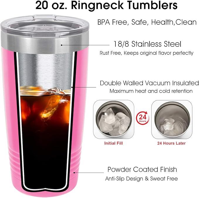 Personalized Tumbler for Women, Customized Coffee Travel Mug, Engraved Monogram Initial, Valentine’s Day Gift, Birthday Gift Idea, Keep Drinks Cold and Hot (Pink, 20oz)