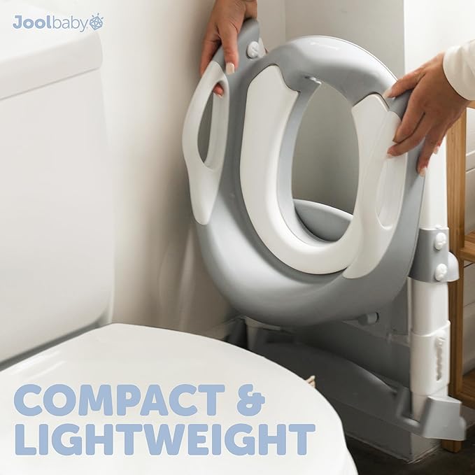 Jool Baby Potty Training Seat with 2 Step Ladder for Toddlers - Soft Cushioned Seat & Splash Guard, Adjustable Height (Gray)