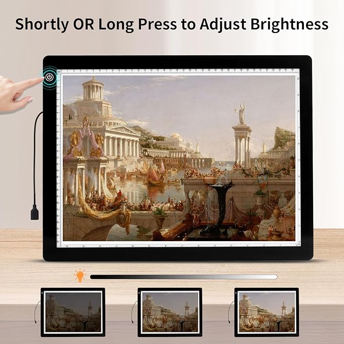 A3 LED Light Box for Tracing, elice Artist Drawing Lightbox Light Table Light Pad Light Copy Board, Up to 8000 Lux Super Bright Lightpad for Cricut Weeding Vinyl, Diamond Painting, Sketching (Black)