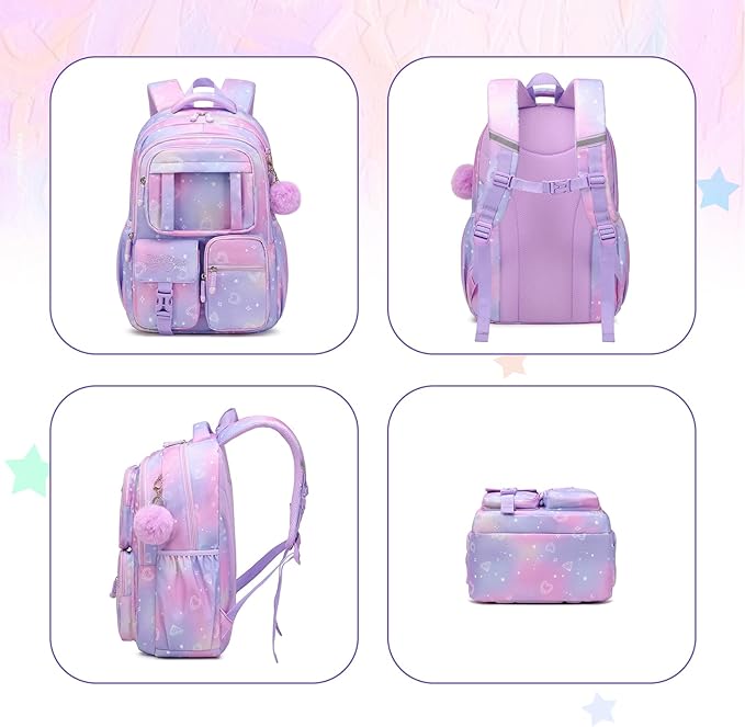Kids Backpack for Girls - School Bags for Middle School Students - Book Bag for Elementary Primary - Kawaii Ita Backpack - Purple