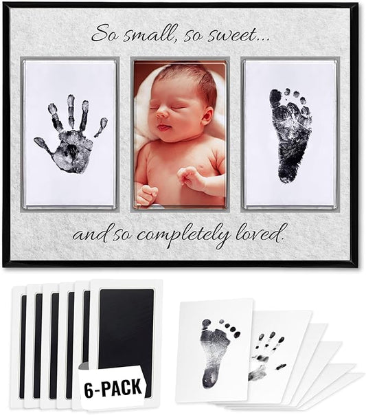 Inkless Hand and Footprint Kit, Baby Keepsake Plaque & Baby Shower Gifts - Ideal as Mom To Be Gift, Nursery Picture Frames, Clean Touch Hand and Footprint Kit (Style 2 - Design 3)