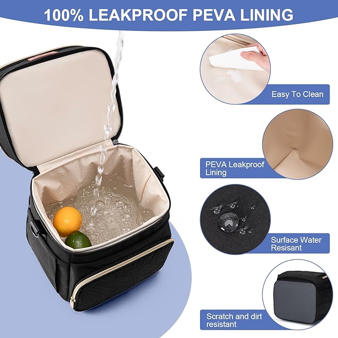 Insulated Breastmilk Cooler Bag with Ice Pack - Holds 6x9oz Bottles, Leakproof Double Layer, Baby Bottle Cooler Bag with Adjustable Strap for Nursing Moms, Daycare & Travel