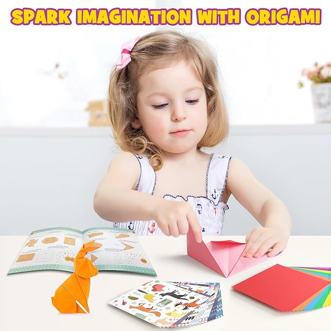 Pigipigi Kids Craft Origami Paper Kit for Kids Ages 5-8 8-12, with Guiding Book, 160 Sheets DIY Art and Crafts Supplies, Colorful Folding Papers Set Projects Gifts Activity for Boy Girl Toy(Forest)