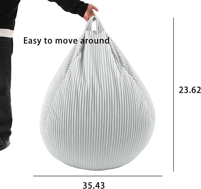 ENBAOHUI Bean Bag Chairs with Memory Foam Chairs for Kids Teens Toddler Faux Fur Sofa Chair with Handle Greyish-Green