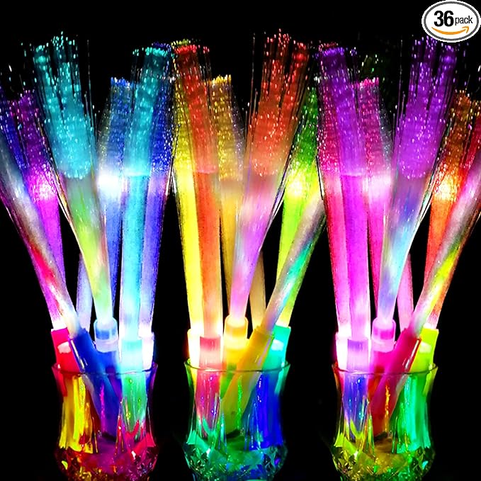 OceanWings Glow Fiber Optic Wands,Halloween Glow Sticks Bulk Party Pack,Glow in the dark Party Supplies Favor Flashing Light Up Sticks for Birthday Holiday Party Wedding Halloween Christmas(100)