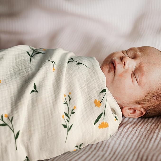 GLLQUEN BABY 2-Pack Muslin Swaddle Blankets for Unisex, Baby Swaddle Blanket for Boys and Girls, Soft Breathable Receiving Blankets Neutral, Newborn Essentials, Registry & Gift, 40 x 38 inches