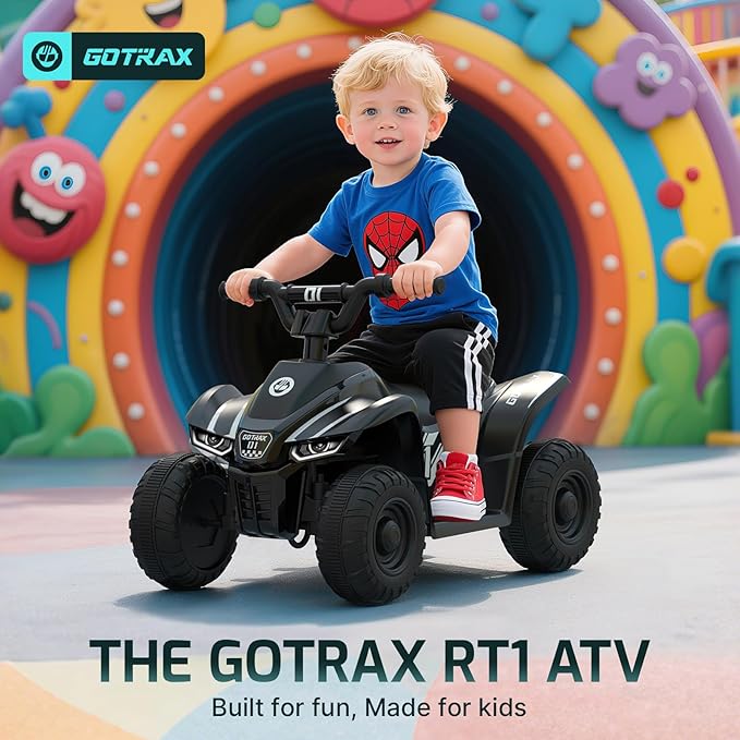 Gotrax RT1 Ride on Toys for Toddlers 1.5-3, Safe 12V Lead-acid Battery up to 80 Minutes, Forward/Reverse 2 Gears, Max 1.5MPH Speed&8" Big Tire, Electric Vehicle ATV Car Best Gift for Age1.5–3 Boy Girl