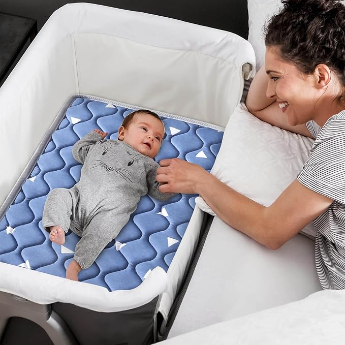 Baby Bassinet Mattress 47x 23.6 inches- Firm Support and Comfort Premium Foam,Noiseless and Odorless,Hypoallergenic Small Crib Mattress, Fits Moses Basket, Dual Sided with Soft Breathable Fabric
