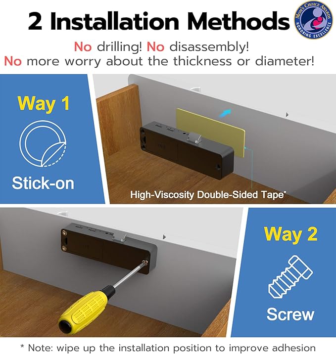 Anweller Smart Cabinet Lock, Hidden No Drill Keyless Electronic Digital Bluetooth RFID Magnetic Child Safety Baby Proofing Drawer Lock for Cupboard Closet Liquor Adults Secret Cabinets - Black Green