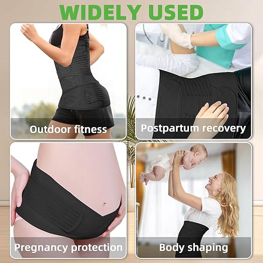 2 in 1 Postpartum Belly Band Wrap Black, C-Section Support Belt X-Large, Post Partum Support Recovery Waist/Pelvis Belt, Hysterectomy Belly Band Binder Girdle Stomach