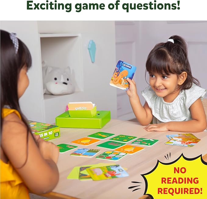 Skillmatics Guess in 10 - Animal Kingdom, Card Game for Preschool Kids, Girls & Boys, Fun Travel Game & Gifts for Ages 3, 4, 5, 6