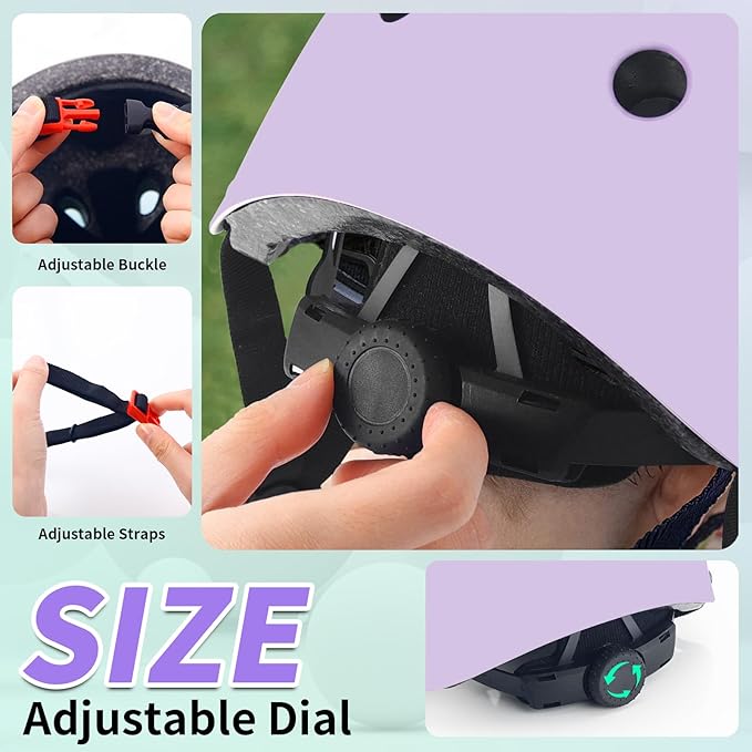 Adjustable Kids Bike Helmet with Knee & Elbow Pads Set, Color Gradient Design for Boys and Girls Aged 3-14+, for Skateboarding, Scooter, Roller & Inline Skating, Longboard