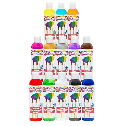 Colorations Classic Colors Liquid Watercolor Paint, Art Supplies, Set of 13 - 8oz Bottles in Vibrant Colors, Classroom Projects, Non-Toxic, Easy Wash, School, Craft Supply, - Made in the USA